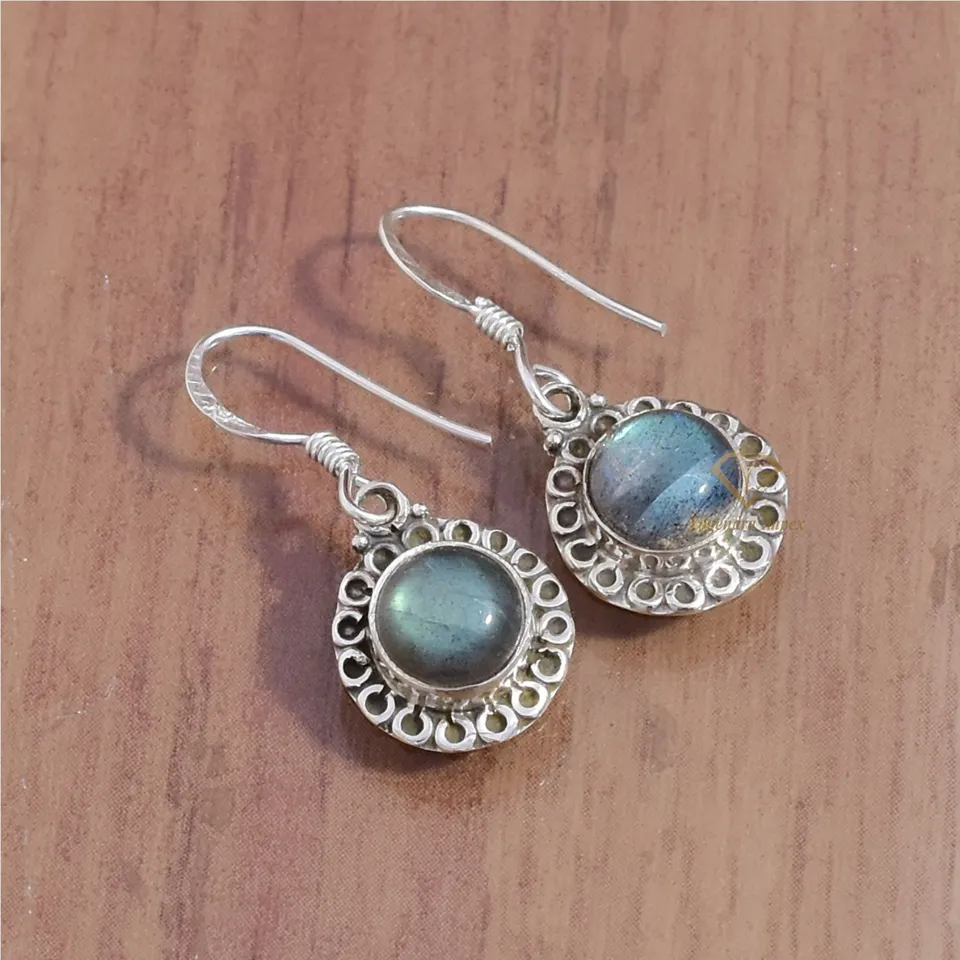 Top Quality Labradorite Gemstone Drop & Dangle Earrings 925 Sterling Silver, Blue Fire Gemstone Earrings Jewlery For Wholesaler