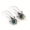 Vintage Natural Emerald Gemstone 925 Sterling Silver Drop & Dangle Earrings, Handmade Boho Earrings For Wholesale Suppliers