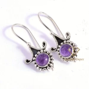 Amazing Natural Purple Amethyst Gemstone Drop & Dangle Earrings Sterling Silver, Handmade Bridal Jewelry For Wholesale Supplies