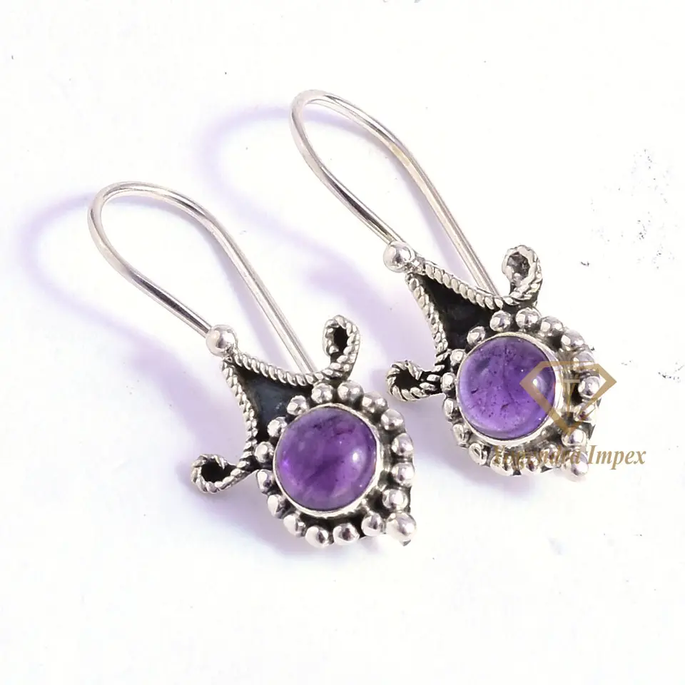 Amazing Natural Purple Amethyst Gemstone Drop & Dangle Earrings Sterling Silver, Handmade Bridal Jewelry For Wholesale Supplies