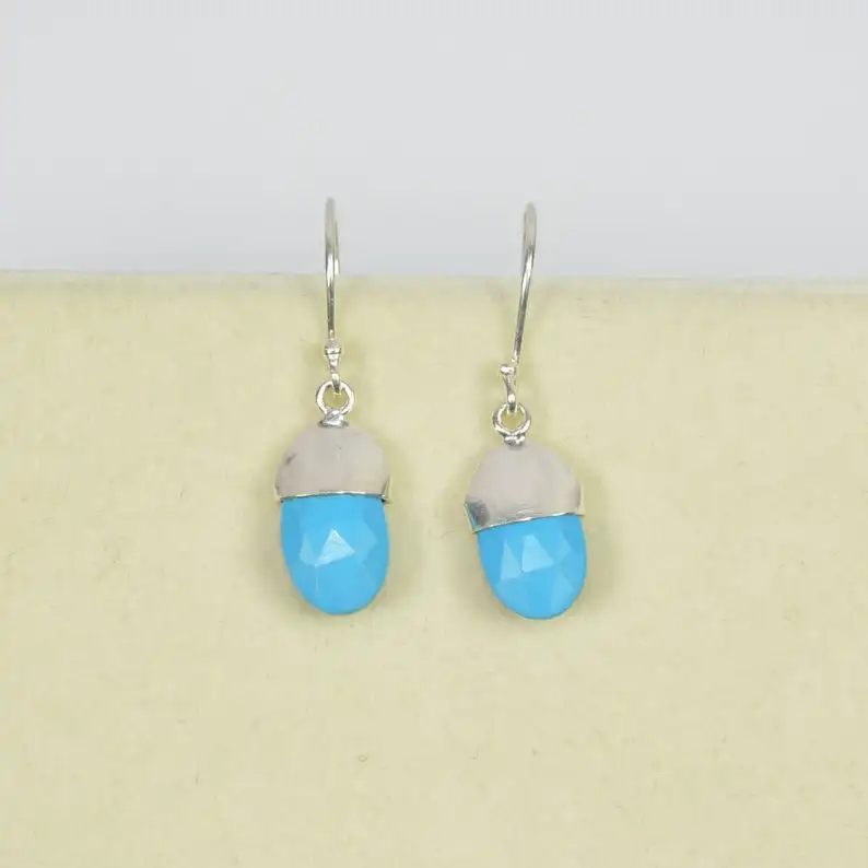 Natural Turquoise Gemstone Drop & Dangle Earrings 925 Sterling Silver Sleeping Beauty Statement Earrings For Wholesale Supplier