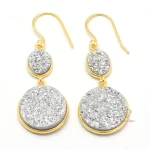 Gorgeous Silver Titanium Druzy Gemstone Earrings 925 Sterling Silver 18k Gold Plated Bridal Earrings Jewelry For Wholesaler