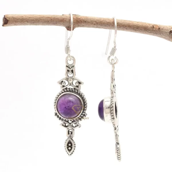 Purple Amethyst Gemstone Drop & Dangle Earrings 925 Sterling Silver Handmade Purple Gemstone Earrings For Wholesale Suppliers