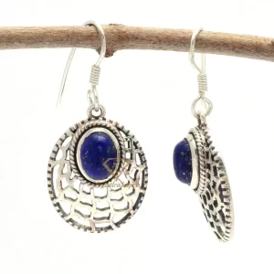 Natural Lapis Lazuli Gemstone Hook Earrings 925 Sterling Silver Blue Gemstone Handmade Drop Earrings Jewelry For Suppliers