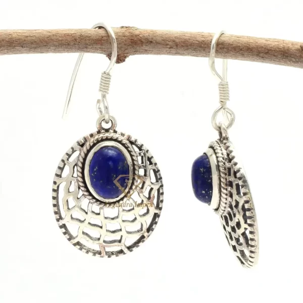 Natural Lapis Lazuli Gemstone Hook Earrings 925 Sterling Silver Blue Gemstone Handmade Drop Earrings Jewelry For Suppliers