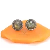 Natural Labradorite Gemstone Stud Earrings Gorgeous Wedding Earrings Black Rhodium Plated Prong Set Earrings Jewelry Women