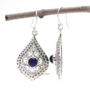Elegant Natural Lapis Lazuli Gemstone Dangle & Drop Earrings 925 Sterling Silver Handmade Hanging Earrings For Manufacturer