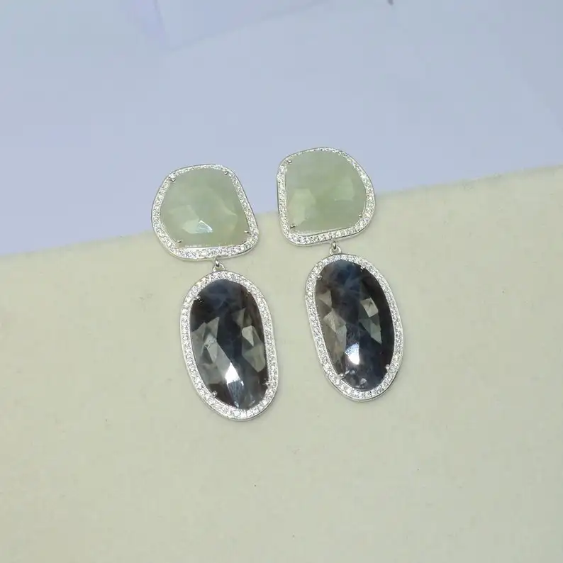 Handmade Multi Sapphire Gemstone Earrings Anniversary 925 Sterling Silver Bridesmaid Gift Earrings For Wholesale Buyers