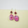 Elegant Pink Solar Quartz Gemstone Drop Earrings 18k Gold Electroplated Geode Hook Earrings For Suppliers & Manufacturer