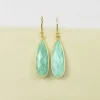 Teardrop Amazonite Gemstone Drop & Dangle Earrings 18k Gold Plated 925 Sterling Silver Gift Hook Earring For Wholesale Supplier