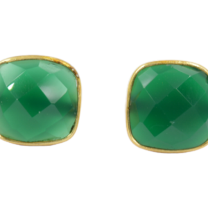 high quality Green Onyx gemstone earring 2023 Wholesale fashion jewelry 925 solid silver crystal glittering stud earrings