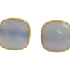 wholesale blue chalcedony silver earrings for women fashion jewelry chalcedony gemstone stud earrings handmade cushion shape