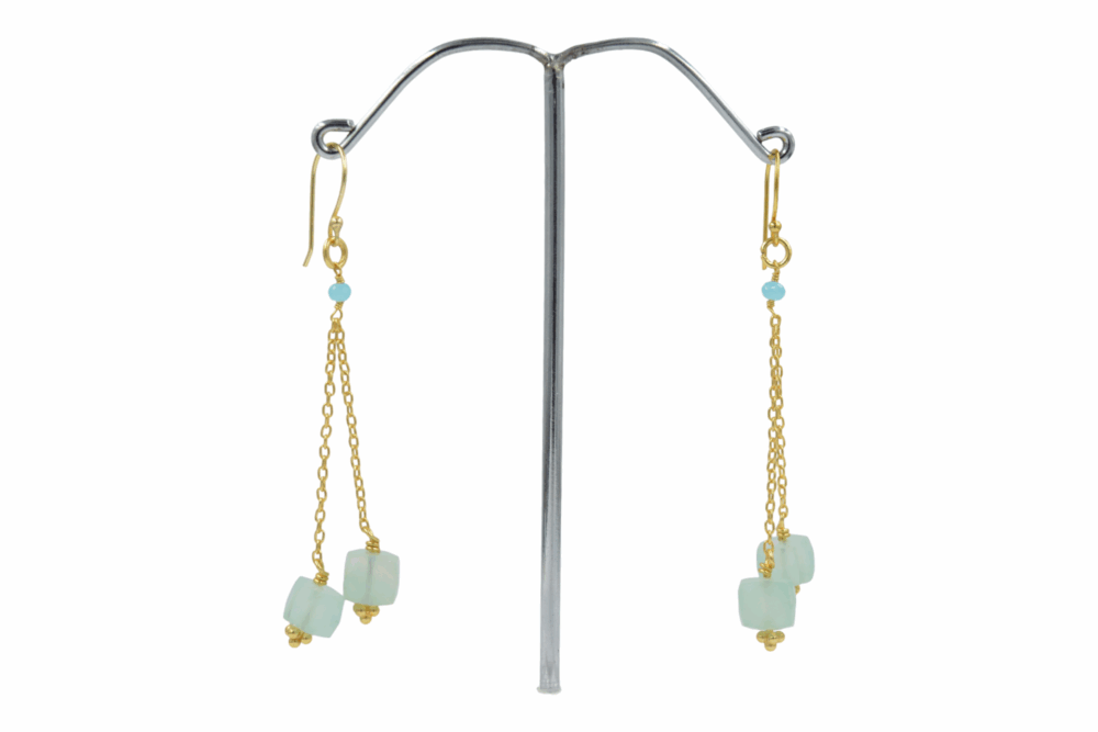 peru chalcedony box Shape earrings for women Wholesale Price Trendy New Products Natural 925 sterling silver Drop Earrings