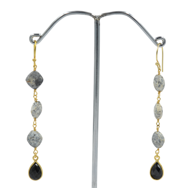 Natural handmade Dendritic Opal Gemstone Luxury Earrings 925 Sterling Silver Drop Earrings Fine Jewelry for Women