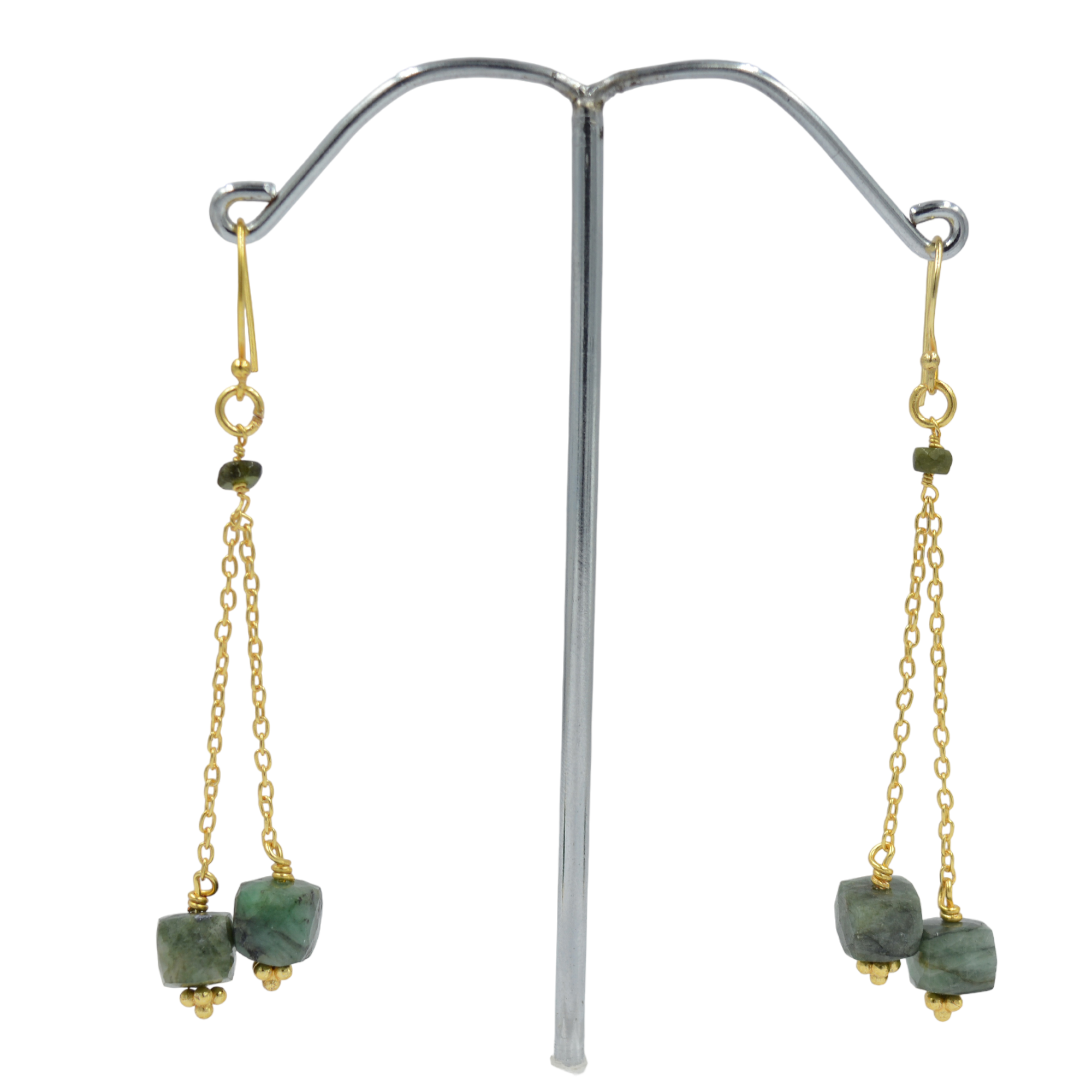 Natural Dyed emerald Gemstone drop Earrings 925 Solid Sterling Silver Jewelry Earrings Beautiful earrings for women