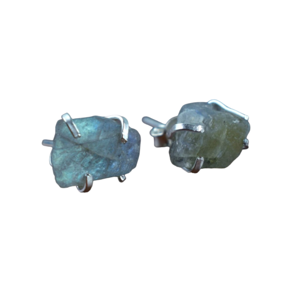 Rough Cut Labradorite Gemstone Women Earrings Jewelry Supplier Trendy 925 SolidSterling Silver Stud Earrings