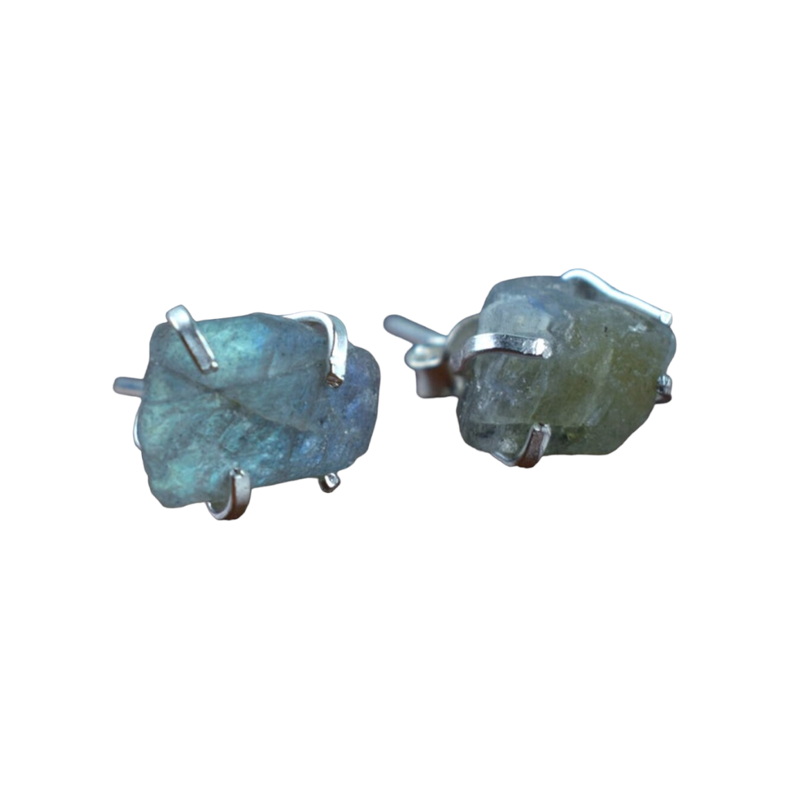 Rough Cut Labradorite Gemstone Women Earrings Jewelry Supplier Trendy 925 SolidSterling Silver Stud Earrings