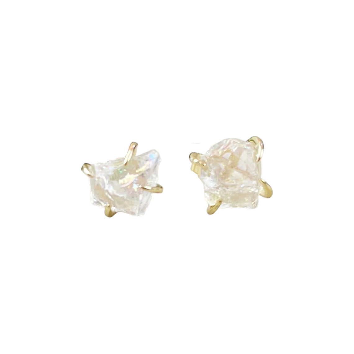 Handmade Natural Crystal Gemstone Stud Earrings 925 Sterling Silver White Gemstone Stud Earrings For Wholesale Suppliers