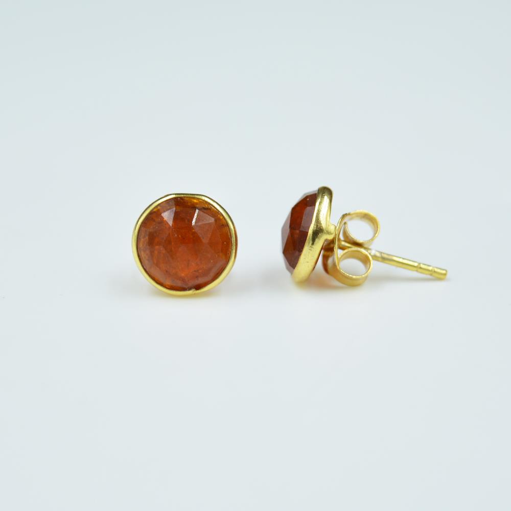 high quality Orange kaynite gemstone earring 2023 Wholesale fashion jewelry 925 solid silver Orange kaynite stud earrings