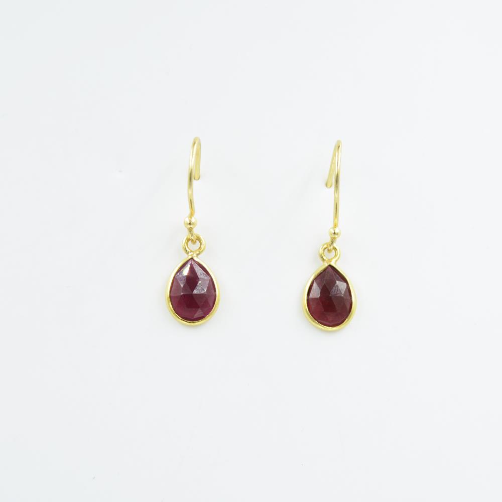 Pear Shape Natural Rhodolite Gemstone 925 Sterling Silver Hook Earrings Handmade Bezel Set Drop Earring Jewelry For Women