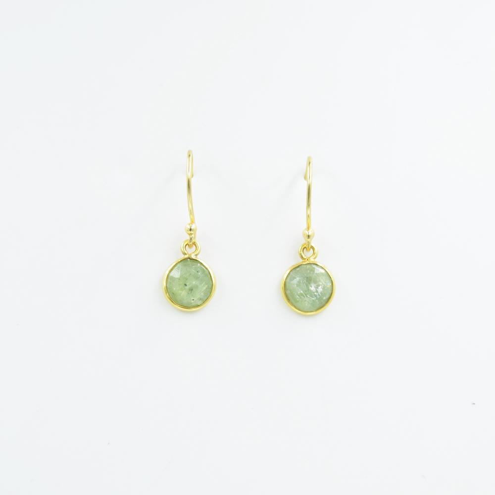 Round Shape Natural Green Kaynite Gemstone 925 Sterling Silver Earring White Gemstone Drop & Dangle Earrings Jewelry For Women