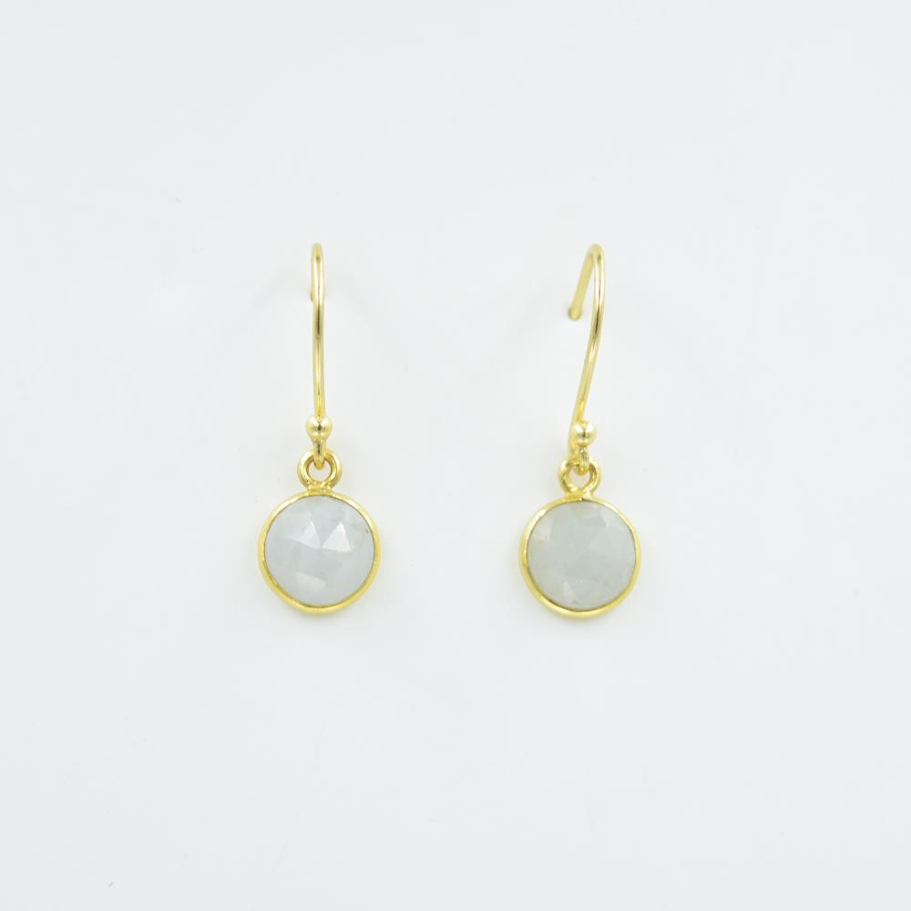 18k Gold Plated Natural Gray Sapphire Gemstone Bezel Earrings Wholesale Blue Gemstone Drop & Dangle Earrings For Women
