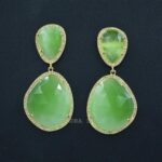 Green Moralist with czar Gemstone 925 Sterling Silver Earrings gold Plated Drop & Dangle Earrings CZ Jewelry For Supplied