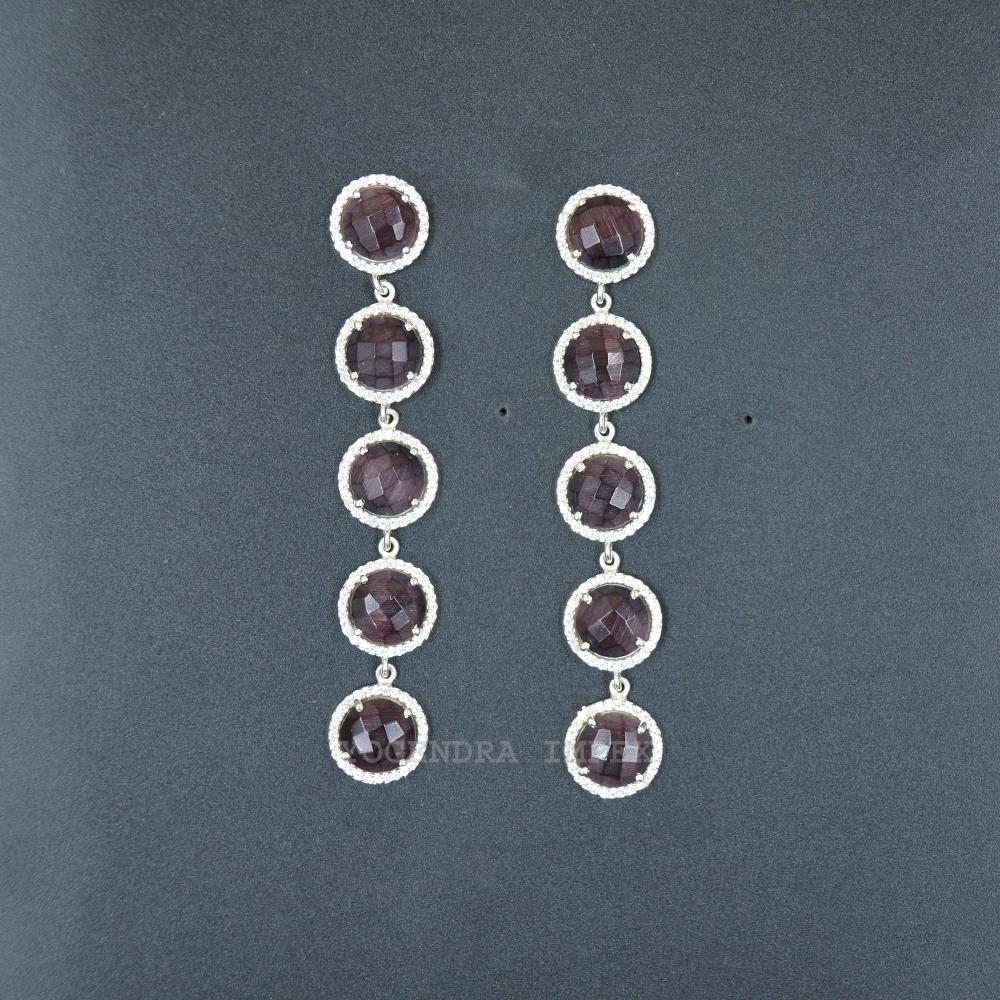 925 Sterling Silver Purple Monalisa With cz Women Statement Jewelry Handmade Earrings Gemstone Jewelry Purple Amethyst Earrings