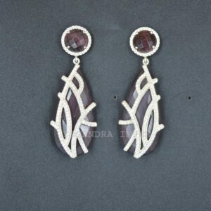 Classic 925 Sterling Silver Purple Monalisa With cz Drop And Dangle Earrings Dainty Statement Earrings Jewelry Making For Woman