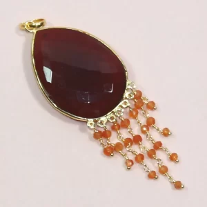 Pear Shape Natural Carnelian Gemstone Pendant 925 Sterling Silver Gorgeous Pendant For Wholesale Suppliers