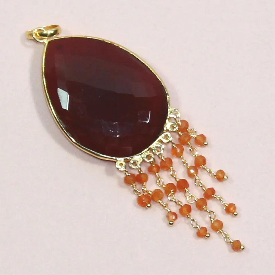 Pear Shape Natural Carnelian Gemstone Pendant 925 Sterling Silver Gorgeous Pendant For Wholesale Suppliers