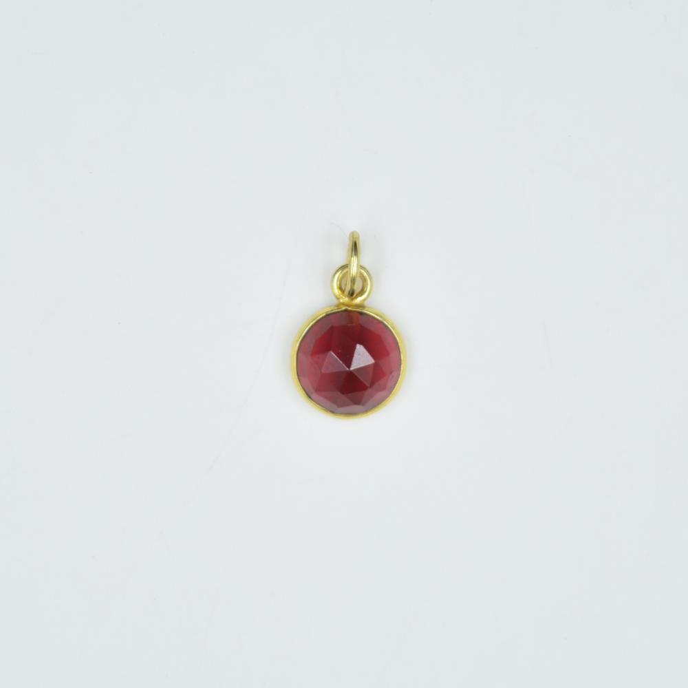 925 Silver Jewelry red garnet Pendant round Shaped bezel Setting Non Fading Custom Plating Pure Silver red garnet Pendant