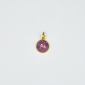 Natural Ruby sapphire Gemstone 925 Sterling Silver Pendant round Shape semiprecious gemstone 18 k gold plated Plated For Supplie