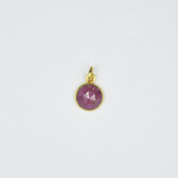 Natural Ruby sapphire Gemstone 925 Sterling Silver Pendant round Shape semiprecious gemstone 18 k gold plated Plated For Supplie