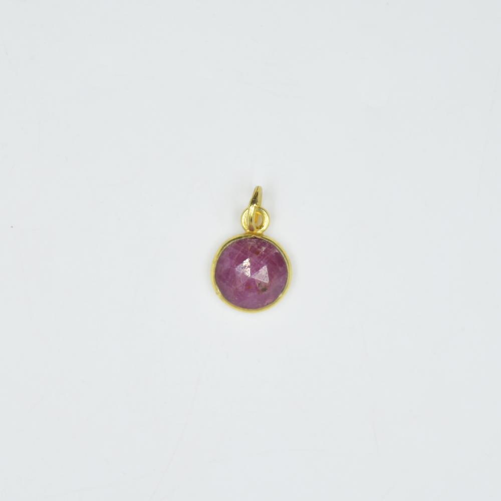 Natural Ruby sapphire Gemstone 925 Sterling Silver Pendant round Shape semiprecious gemstone 18 k gold plated Plated For Supplie