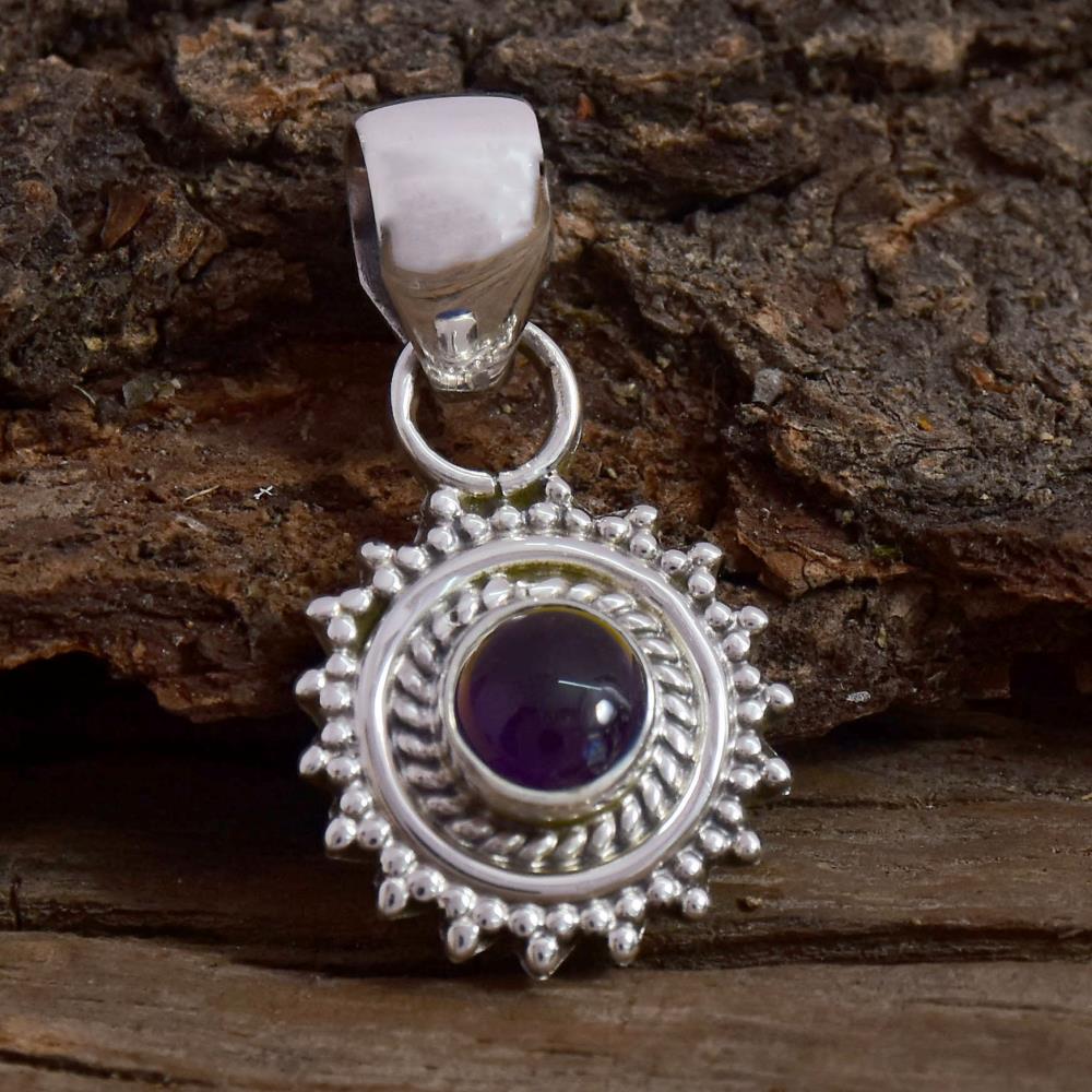 Natural Amethyst Gemstone Pendant, 925 Sterling Silver Handmade Boho Pendant Jewelry For Wholesale Suppliers