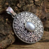 vintage sterling silver Pearl statement pendant for men and women natural Pearl gemstone solid silver pendant