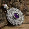 Hot Selling Natural Amethyst boho Gemstone Jewelry 925 Solid Sterling Silver Stacking Pendant Design For Women