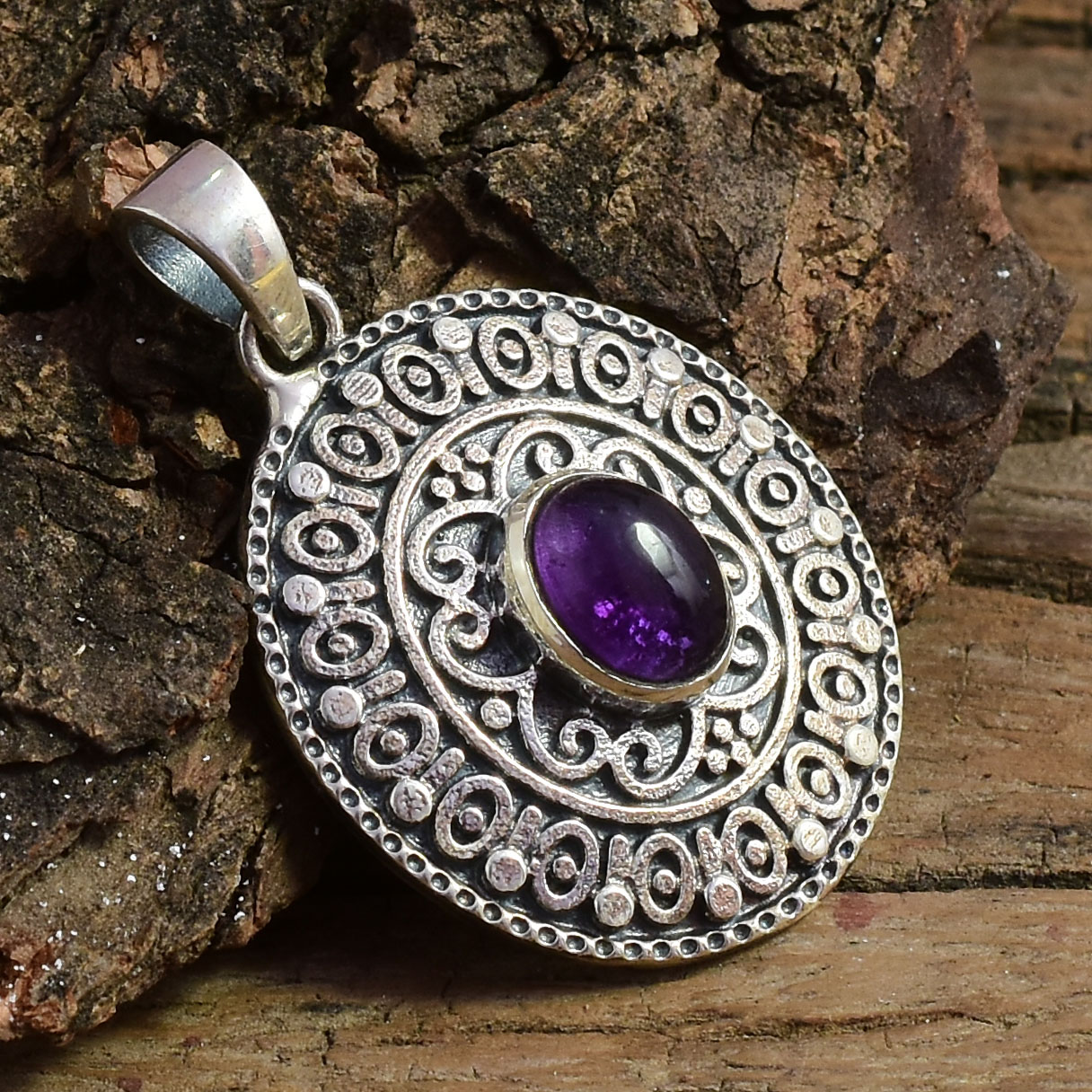 Hot Selling Natural Amethyst boho Gemstone Jewelry 925 Solid Sterling Silver Stacking Pendant Design For Women