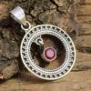Natural Ruby Gemstone 925 Sterling Silver Pendant, Round Shape Pink Gemstone Pendant Jewelry For Wholesaler Suppliers