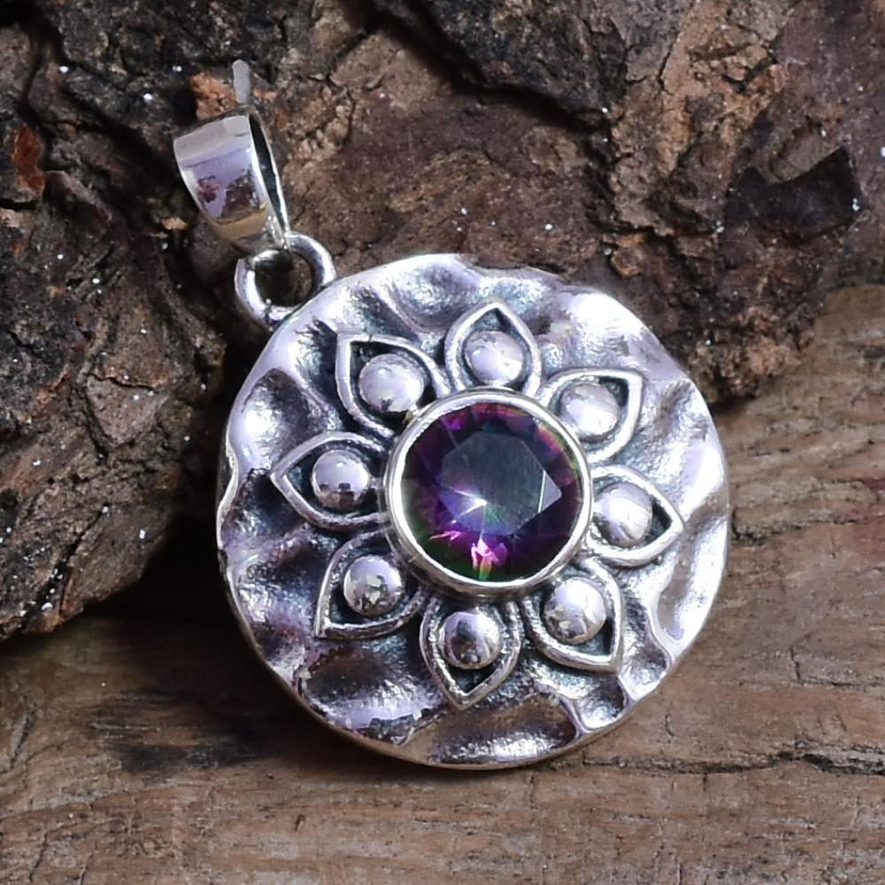 Top Quality Natural Watermelon Tourmaline Gemstone Sterling Silver Pendant, Birthday Gift Pendant For Wholesale Suppliers