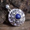 Round Shape Natural Lapis Lazuli Gemstone Pendant Necklace, 925 Sterling Silver Blue Gemstone Pendant Jewelry For Wholesaler