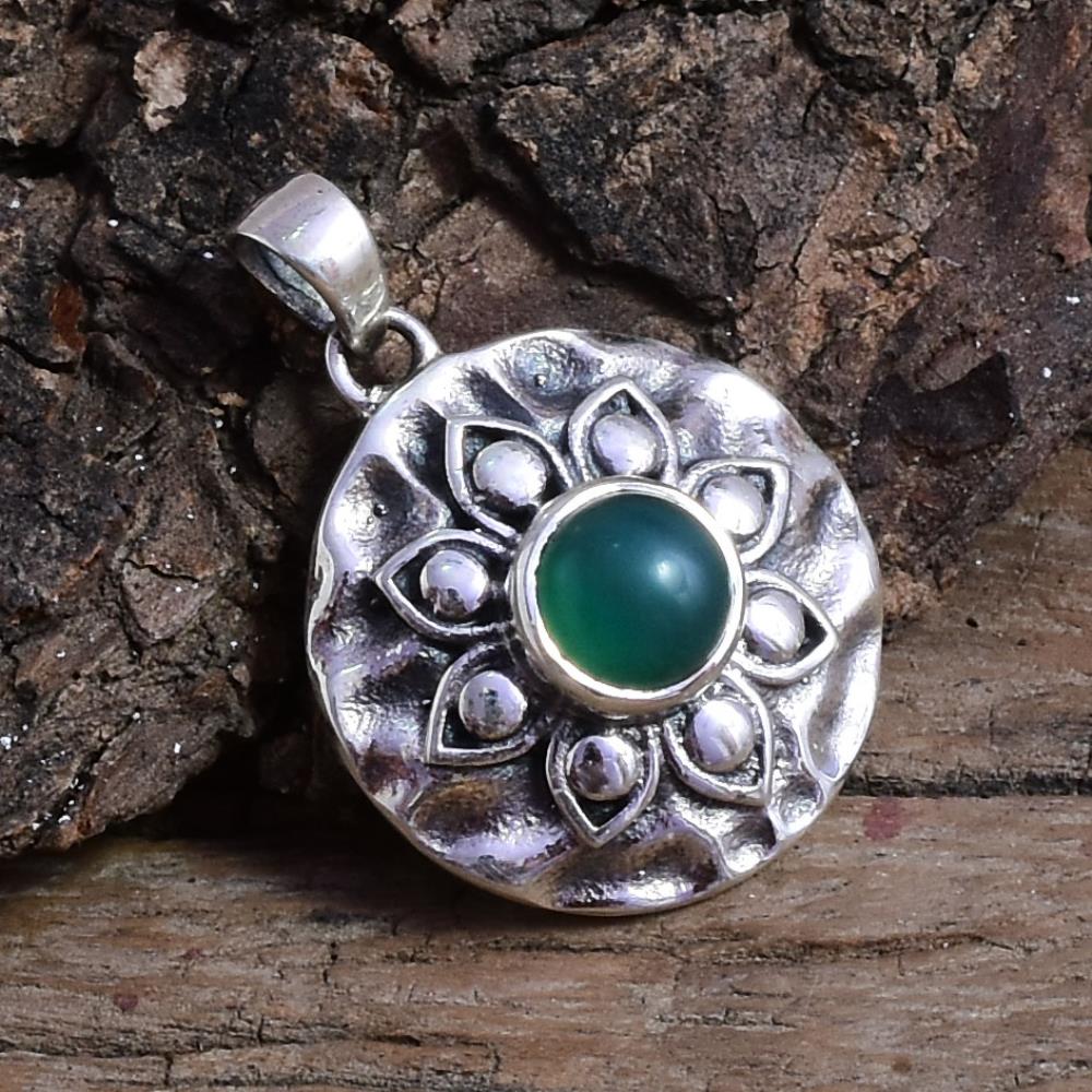 Quality Green Onyx Gemstone Sterling Silver Pendant, Handmade Boho Pendant Jewelry Wholesale Suppliers