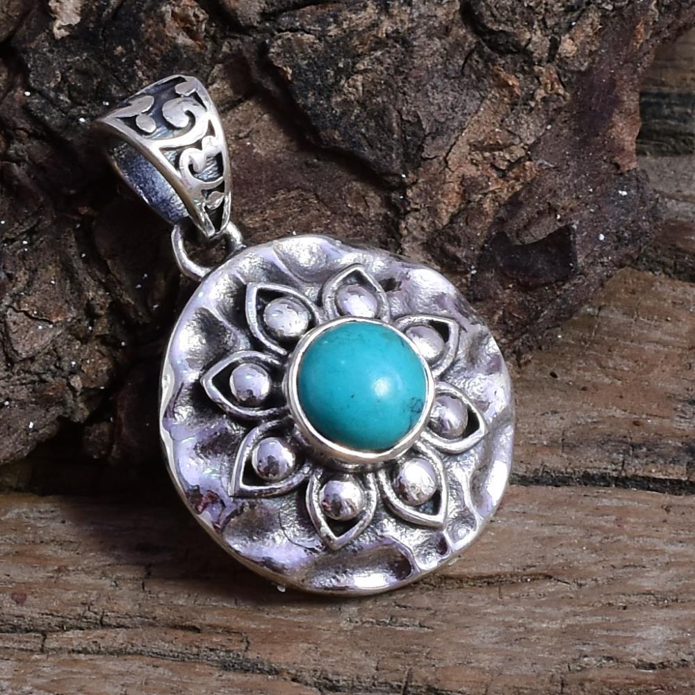 Elegant Natural Turquoise Gemstone Pendant 925 Sterling Silver, Blue Gemstone Boho Pendant For Manufacturer & Suppliers