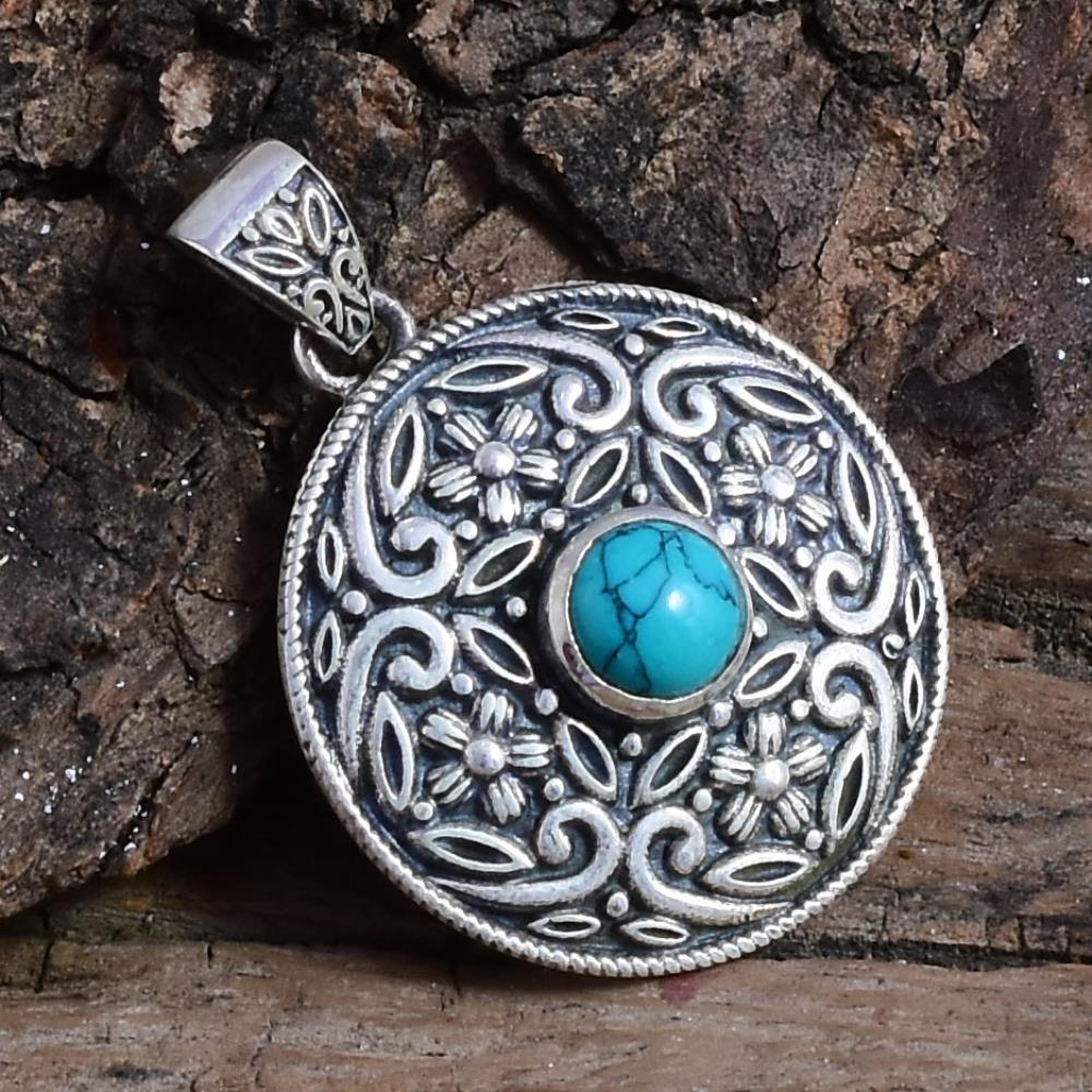 Natural Turquoise Gemstone Pendant 925 Sterling Silver, Handmade Blue Gemstone Pendant Jewelry For Manufacturer & Suppliers
