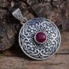 Round Natural Ruby Gemstone Pendant 925 Sterling Silver, Handmade Silver Oxidized Plated Pendant For Manufacturer & Suppliers