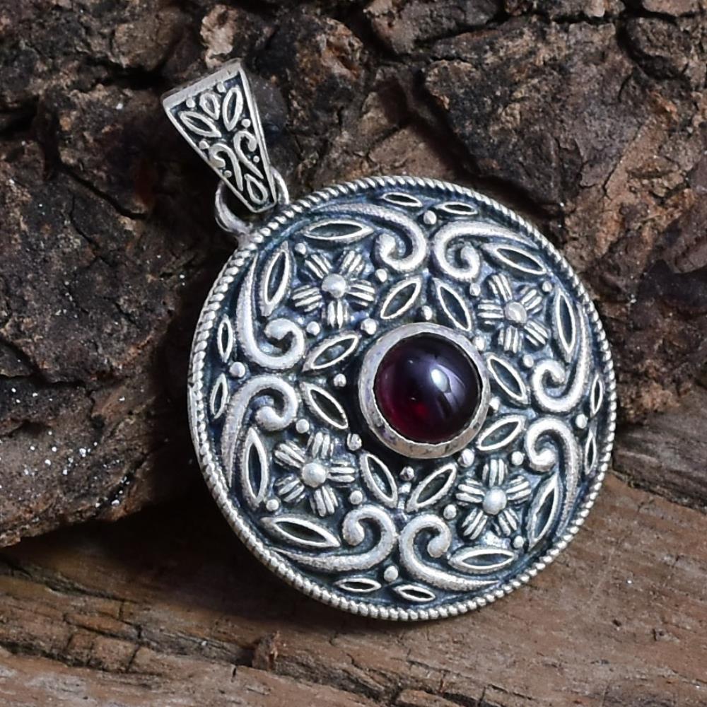 Beautiful Natural Red Garnet Gemstone 925 Sterling Silver Pendant, Silver Pendant Oxidized Jewelry For Suppliers & Manufacturer