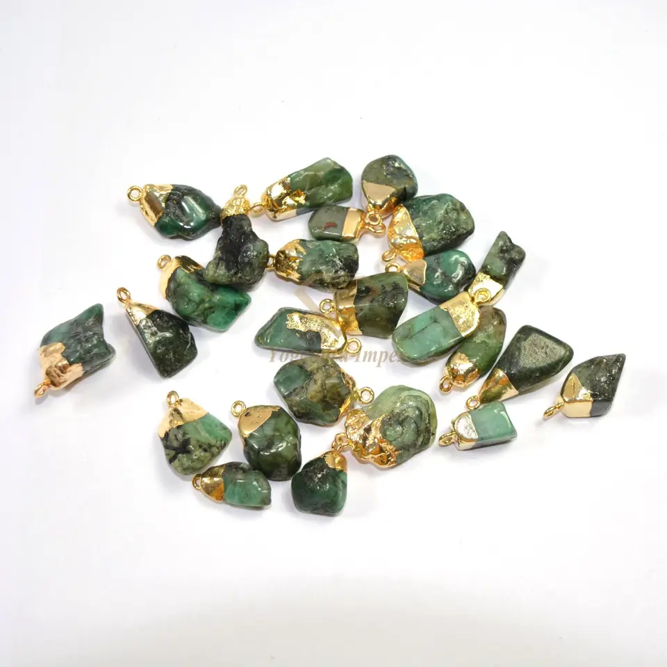 emerald Gemstone 925 sterling silver Pendant925 Sterling Silver gold Plated With high quality emerald Jewelry Buyers