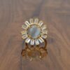Beautiful 18k Gold Plated Round Gray Monalisa Gemstone Floral Ring 925 Sterling Silver Gray Gemstone Flower Adjustable Ring