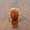 18k Gold Plated Red Coral Copper Gemstone Rings Handmade 925 Sterling Silver Red Gemstone Ring Wholesale Supplier